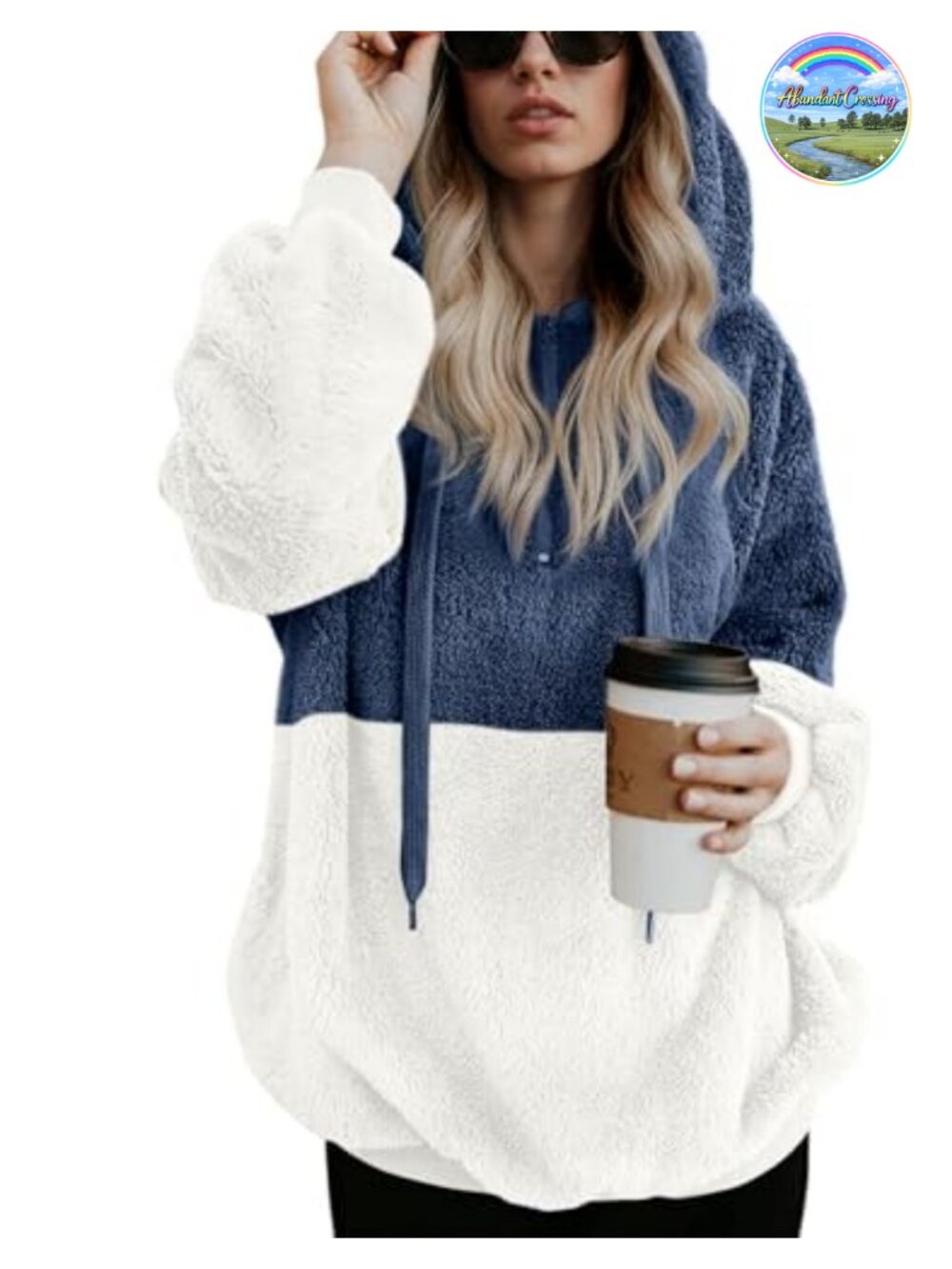 Women's Fuzzy Sherpa Hoodie Pullover with Pockets 1/4 Zip Warm Outerwear